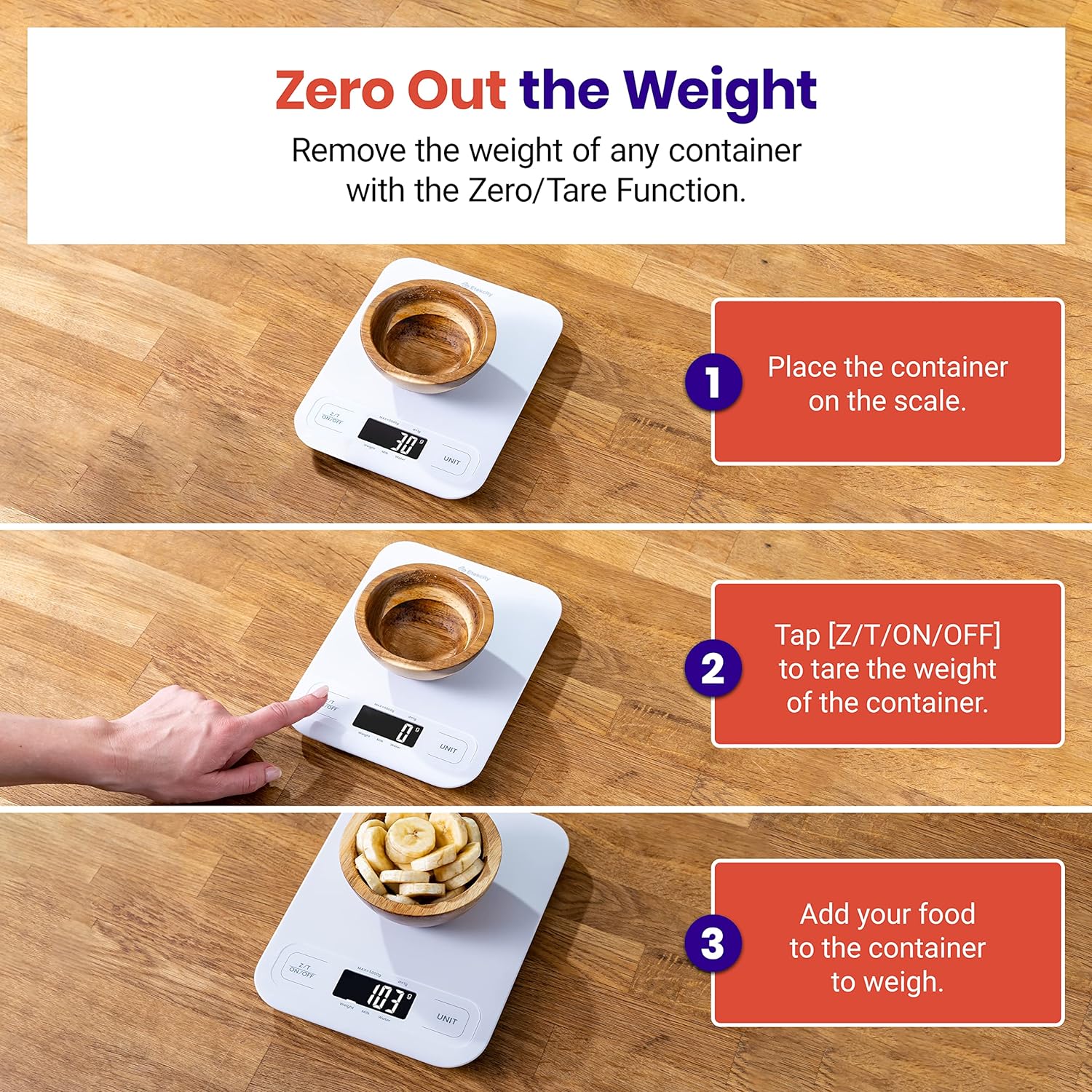 Etekcity Food Kitchen Scale, Digital Grams and Ounces for Weight Loss,