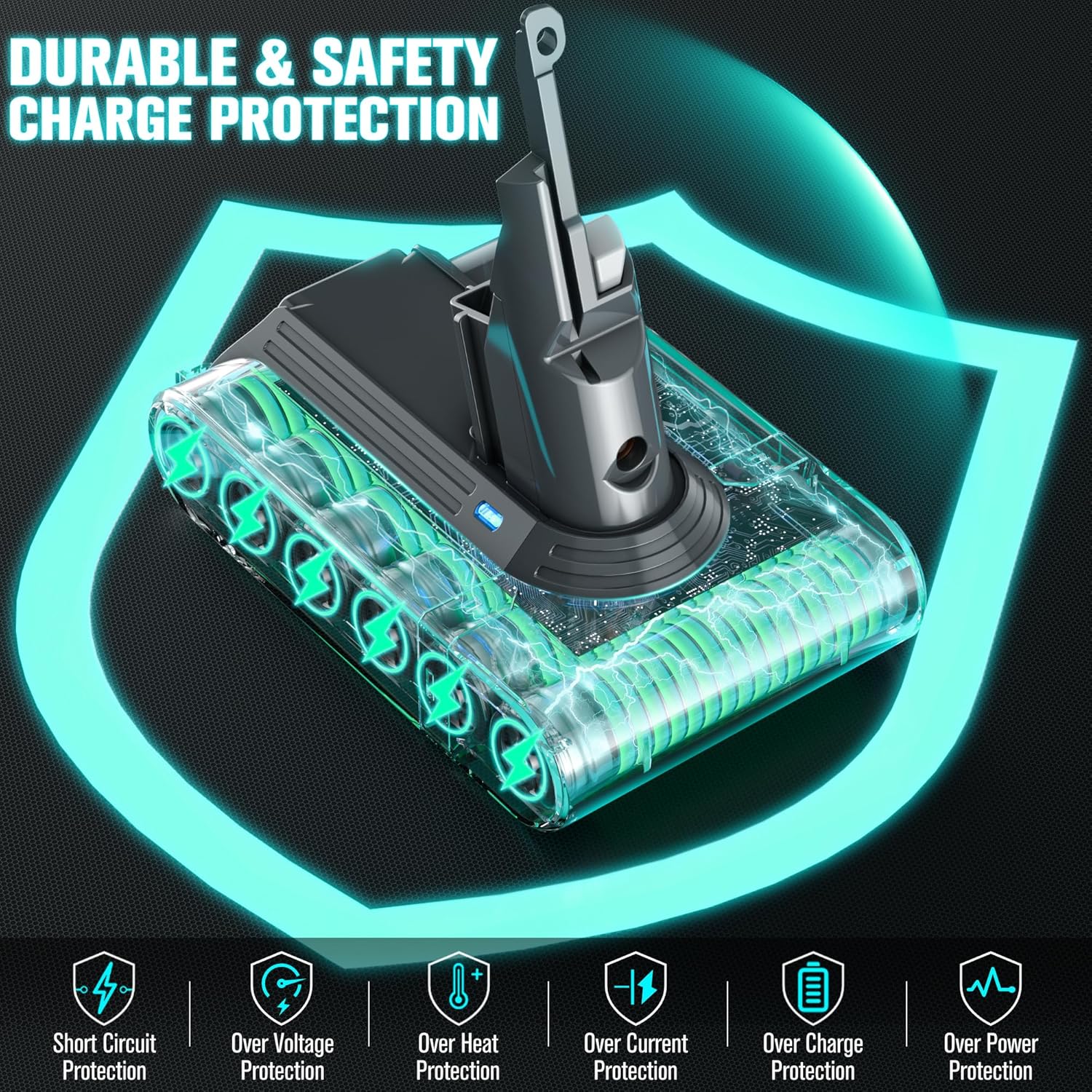 EGR Upgraded 7000mAh V8 Battery Replacement Compatible with Dyson V8 Animal Battery Replacement V8 Absolute V8 Motorhead V8 Fluffy SV10 Carbon Fiber Vacuum Cleaner 2 Filters and 3 Screws Included