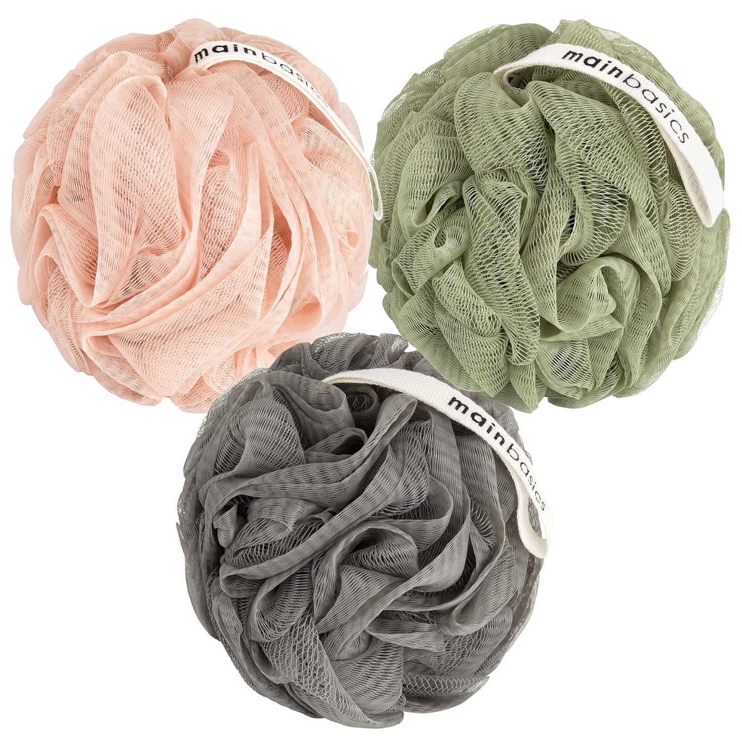 MainBasics Bath Shower Loofah Sponge Pouf Body Scrubber Exfoliator Body Wash Sponge