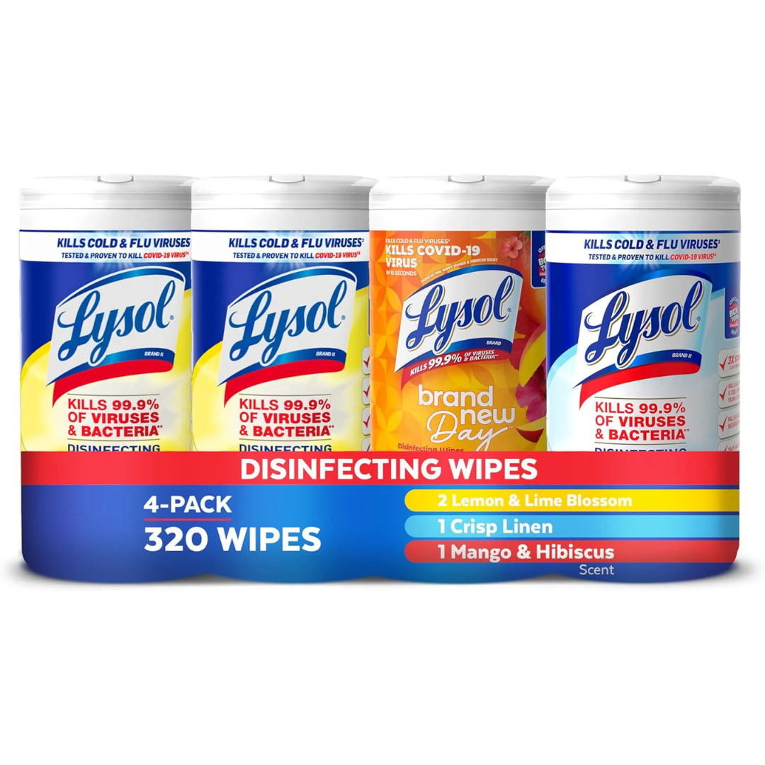 Lysol Disinfecting Wipes Bundle, Home Apartment Dorm Room Essentials and Cleaning Supplies,