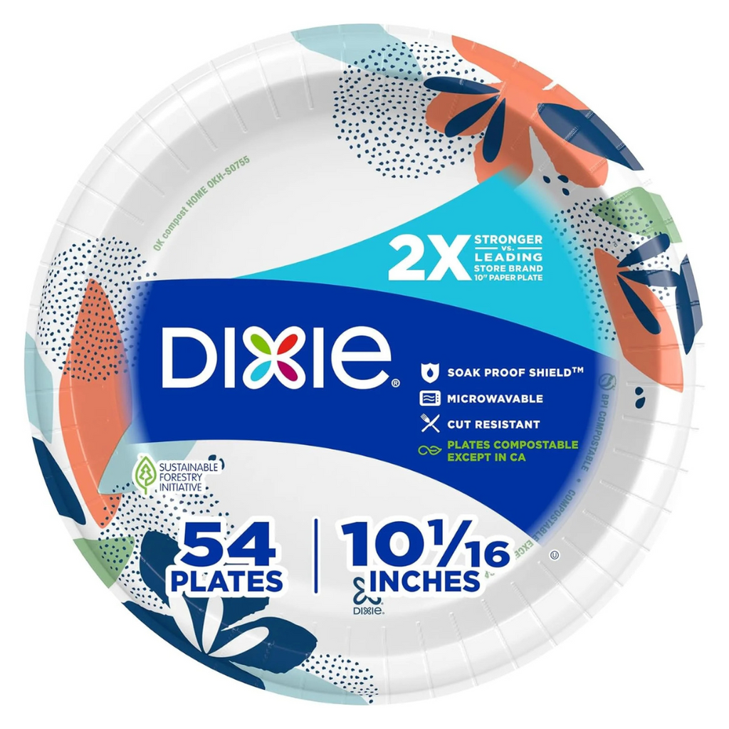 Dixie Large Paper Plates, 10 Inch, 204 Count, 2X Stronger*
